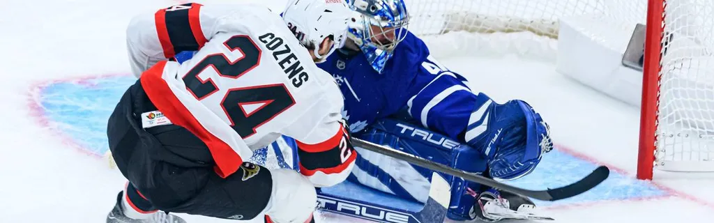 Cozens rips in SHG for first career playoff goal